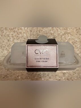 CWC Cook with Color Halloween Ghosts Frosted Glass Butter Dish